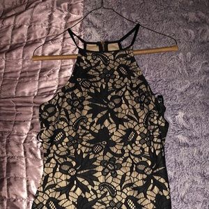 Black lace halter dress